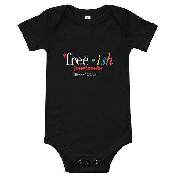 Freeish Juneteenth Baby short sleeve one piece (Black