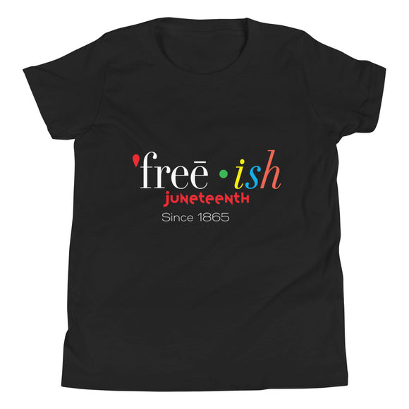 Freeish Juneteenth Youth Short Sleeve T-Shirt (unisex) black